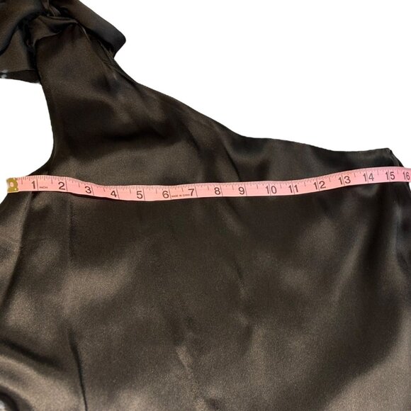 Stella McCartney Black One Shoulder Sleeveless Satin top Bow accent Size US 6 - Picture 9 of 16